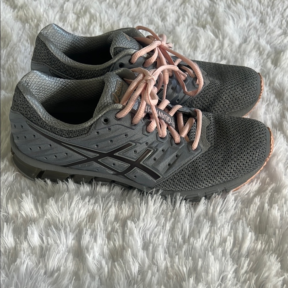 Asics Gel-Quantum 180 Women's Sz 8 T887N, Lace Up, Gray and Light Pink Shoes